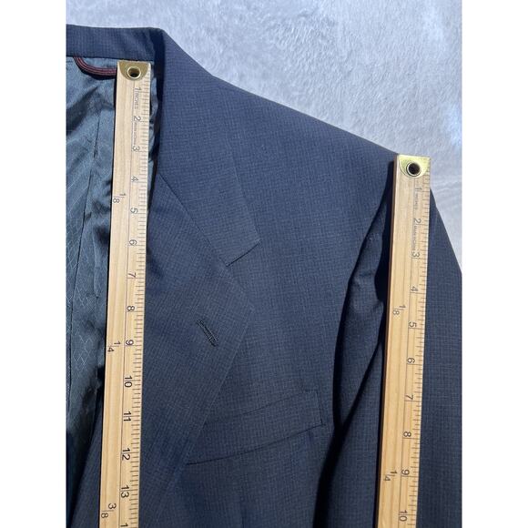 Hart Schaffner Marx 44L 37x32 Solid Navy Blue Nailhead Quality 2 Piece Suit - Picture 12 of 16